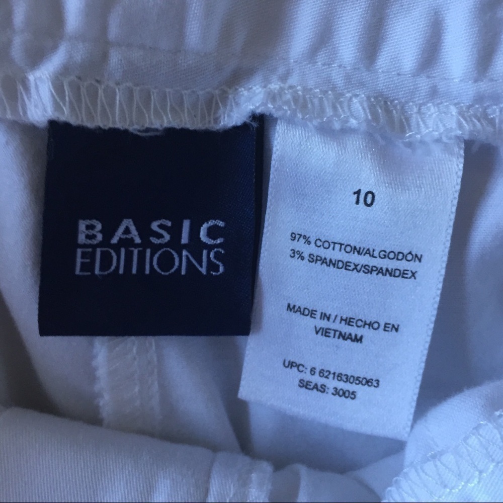 Basic Editions Crop Pants Cotton White Size 10 - Picture 4 of 8